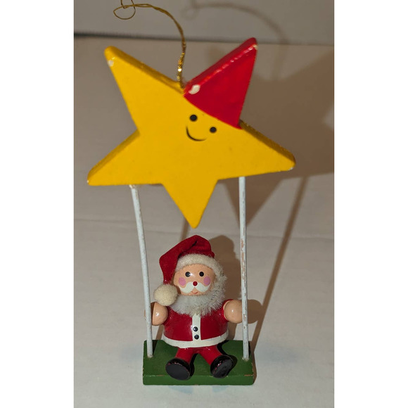 Lot 2 Vintage 198$ Avon Wooden Christmas Tree Ornaments Collectible Santa - Picture 2 of 6